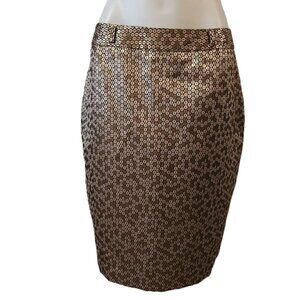 ❤️ 4/$20 Worthington gold pencil skirt Women's 12 Metallic shimmery Slit Holiday